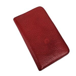 Buxton Red Pebbled Leather Vertical Bifold Snap Wallet With Center Flap